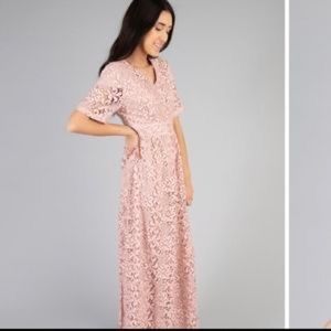 Brass & Roe Pink Lace Bridesmaid Dress S